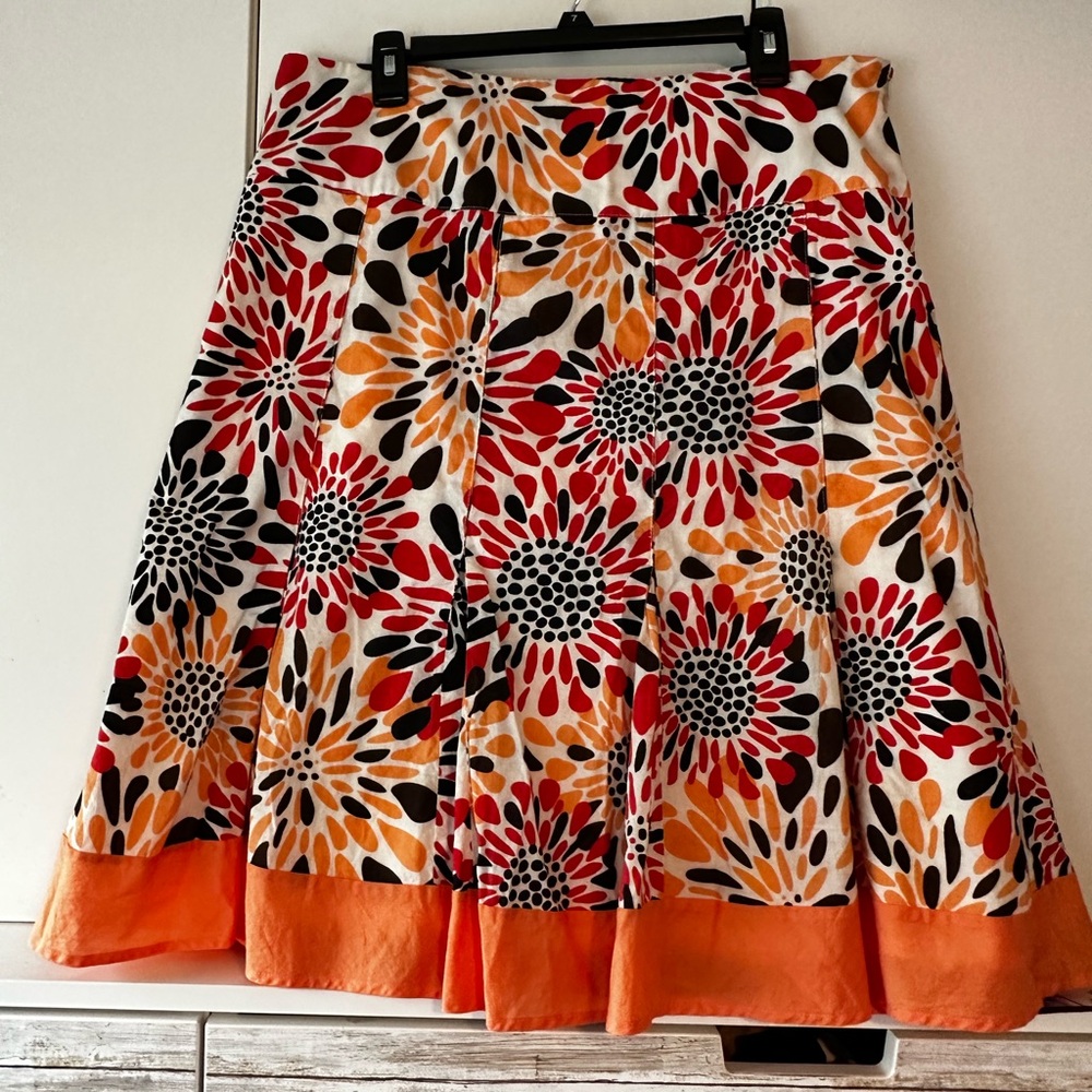 🌼🧡 ✨ DFA New York Floral Circle Print A-Line Skirt Size 16